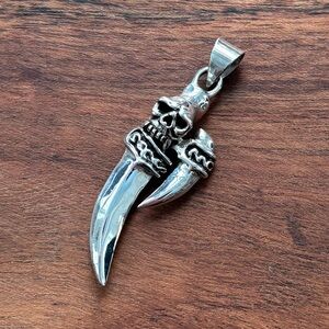 Sterling Silver Skull Dagger Claw Pendant